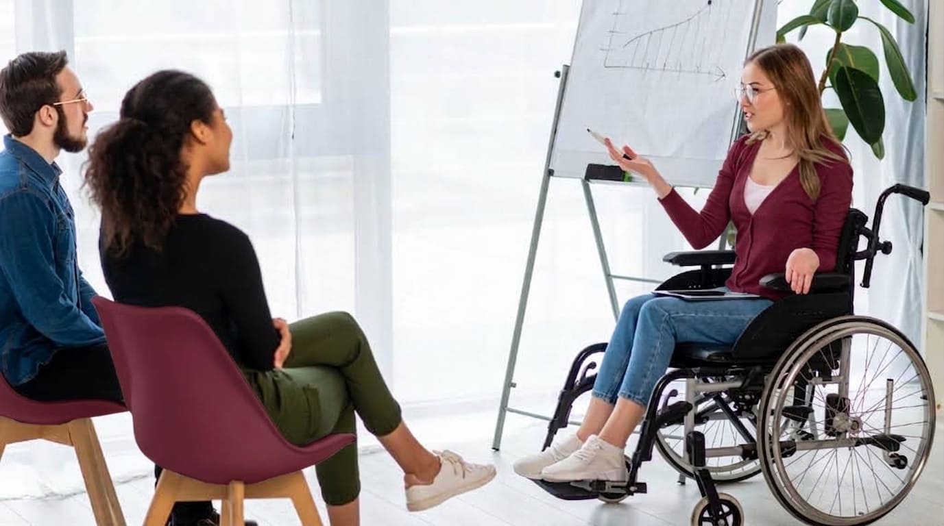 Adult undergoing a learning disability assessment with a psychologist