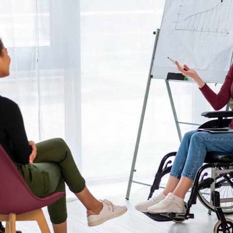 Adult undergoing a learning disability assessment with a psychologist